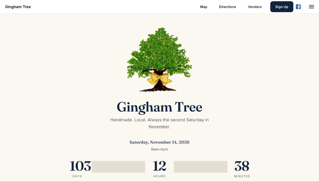 Gingham Tree website, handmade local art festival in Lucedale, Mississippi