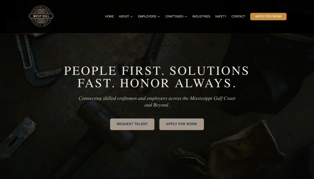 West Hill Staffing Group website after the redesign